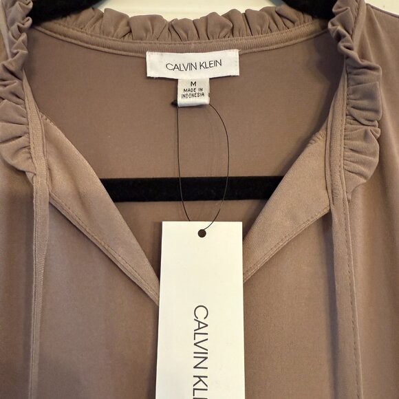 NWT Calvin Klein Womens Long Sleeve Blouse (Size: M) - Picture 2 of 4